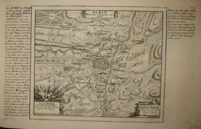 Bodenehr Gabriel (1664-1758) Turin mitt nahe anliegender Gegend 1715 ca. Augsburg